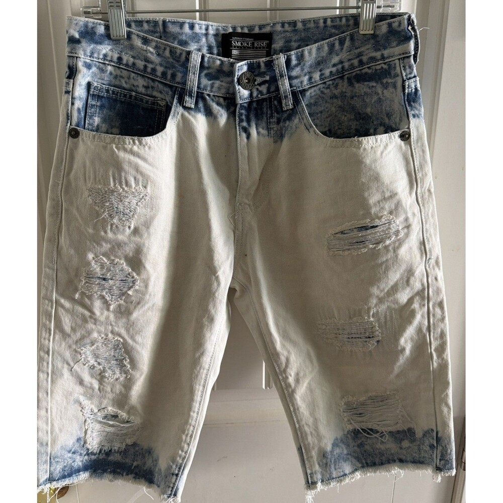 Smoke Rise Mens Denim Distressed Jean Shorts Size 30